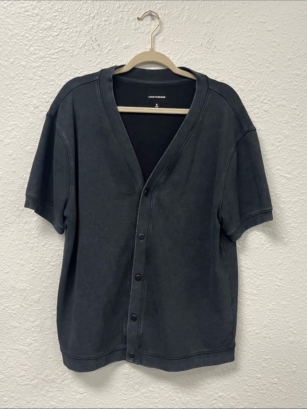 Lucky Brand Dark Gray Short-Sleeve Button Up Cardigan 
#1183